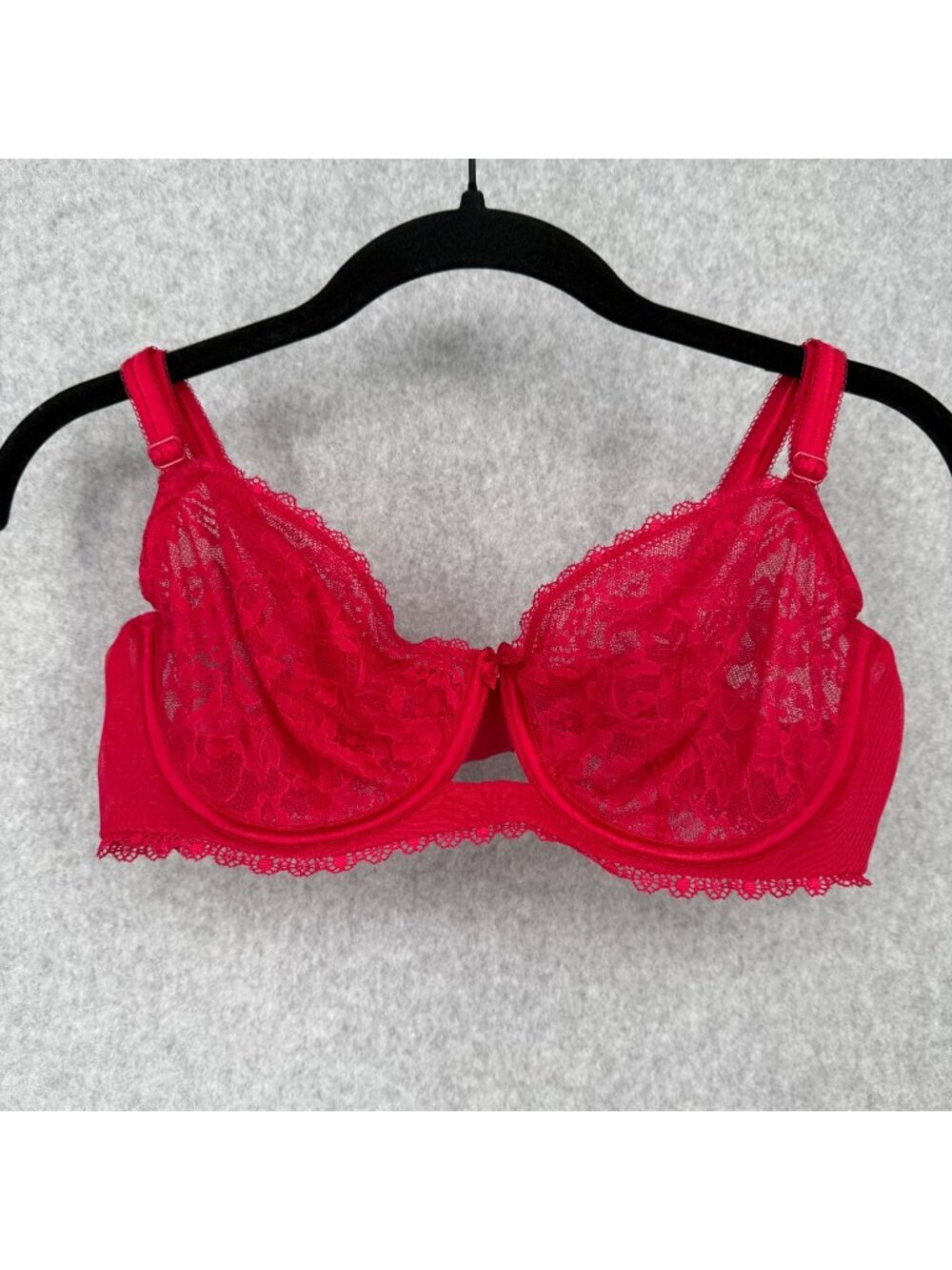Victorias Secret Very Sexy Sheer Lace Balconet Bra Size 36D Floral Red Sexy